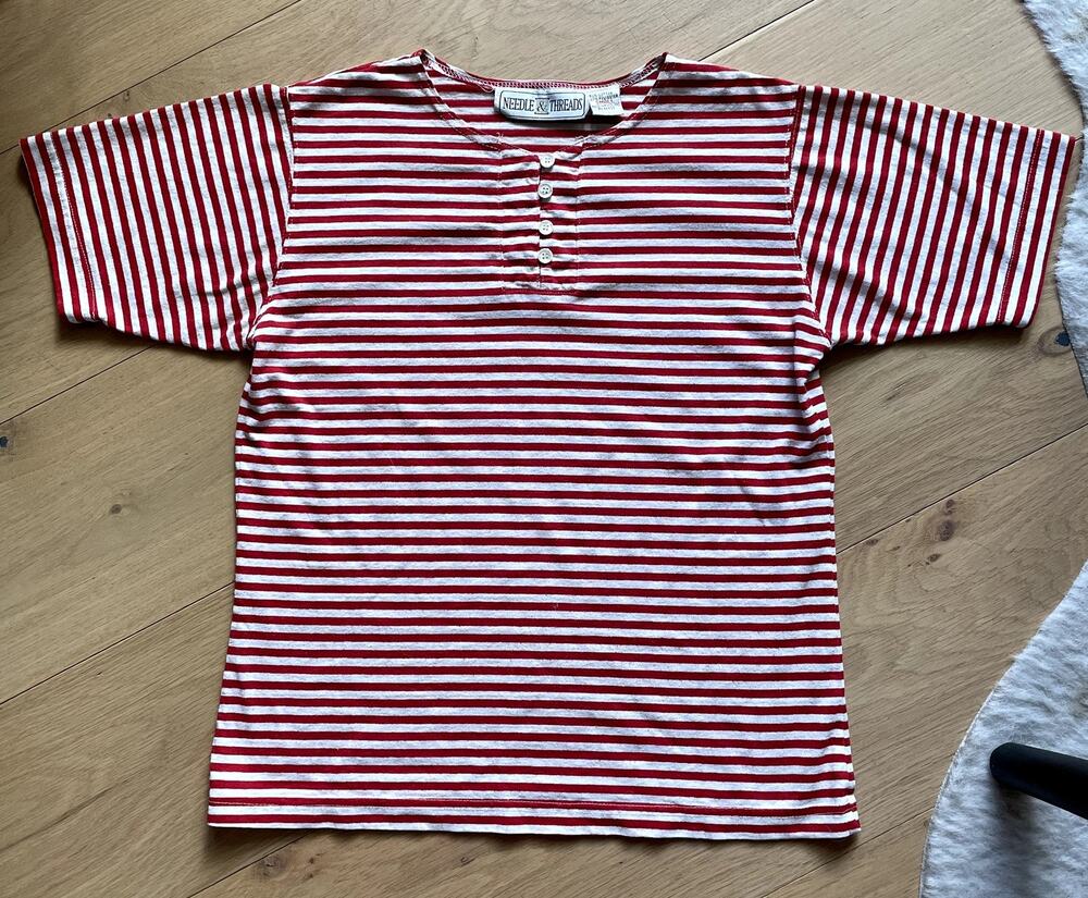 Vintage 90's Needle & Thread Striped Snap Neck Tee Women's Medium